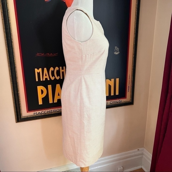 Talbots: NWT Red, Cream and Black Textured Horizontal Striped Dress Size 10 - Picture 6 of 13